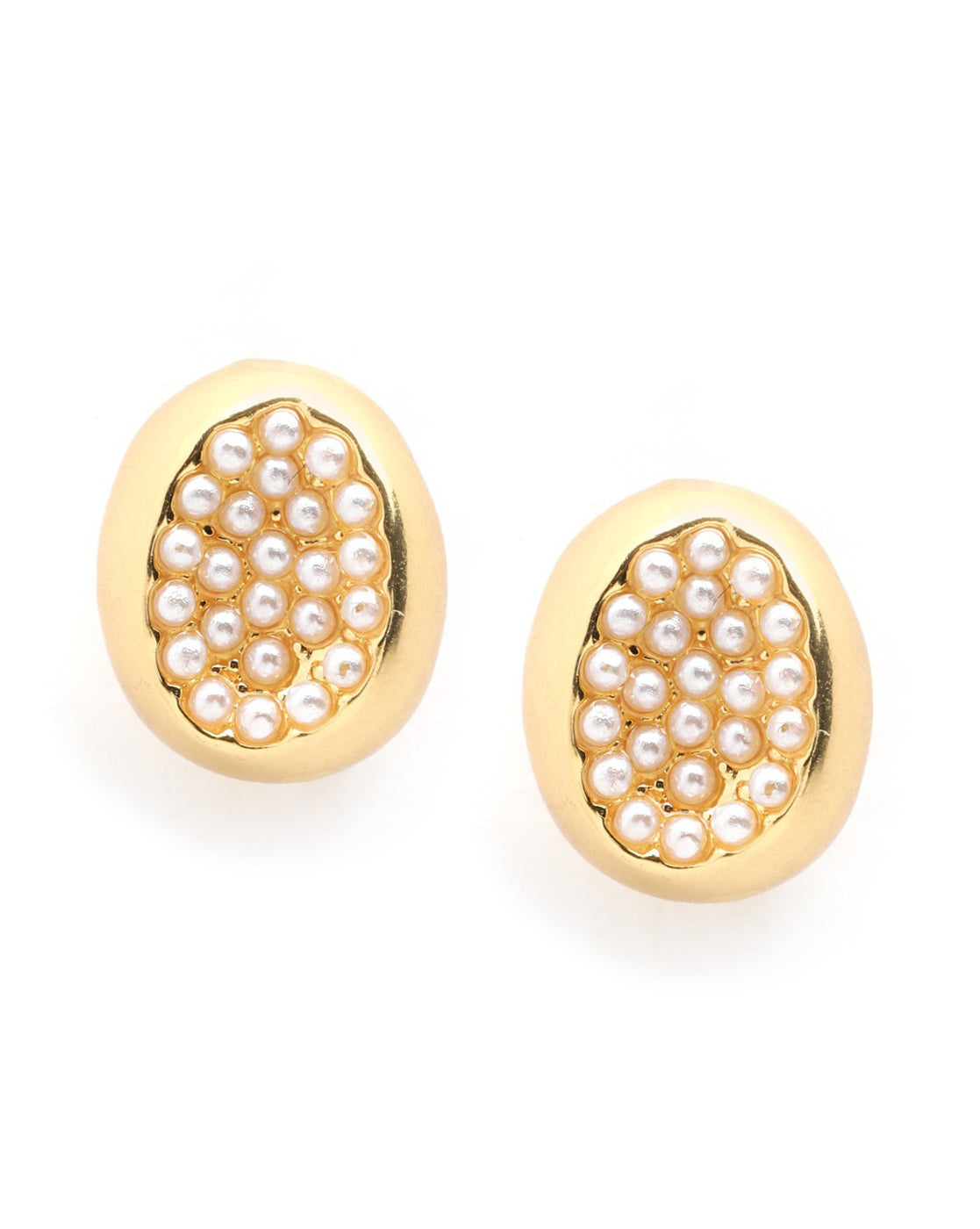 18kt Gold Plated Pearl Oval Stud Earring