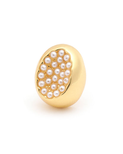 18kt Gold Plated Pearl Oval Stud Earring