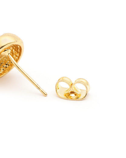 18kt Gold Plated Pearl Oval Stud Earring