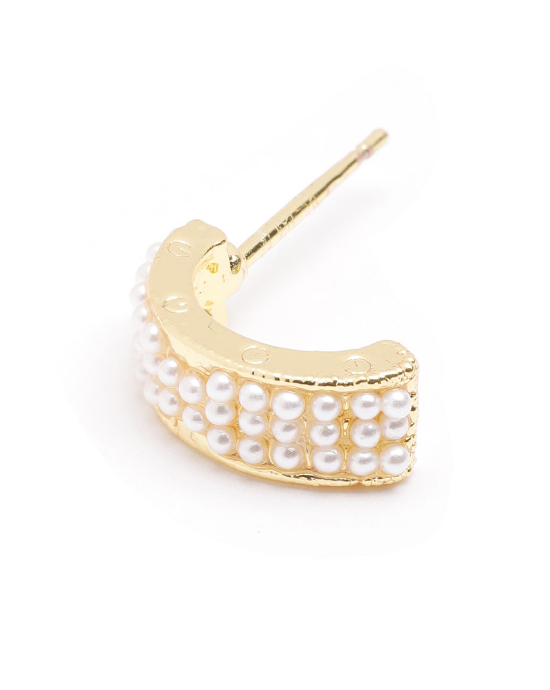18kt Gold Plated Pearl Half Hoop Earring