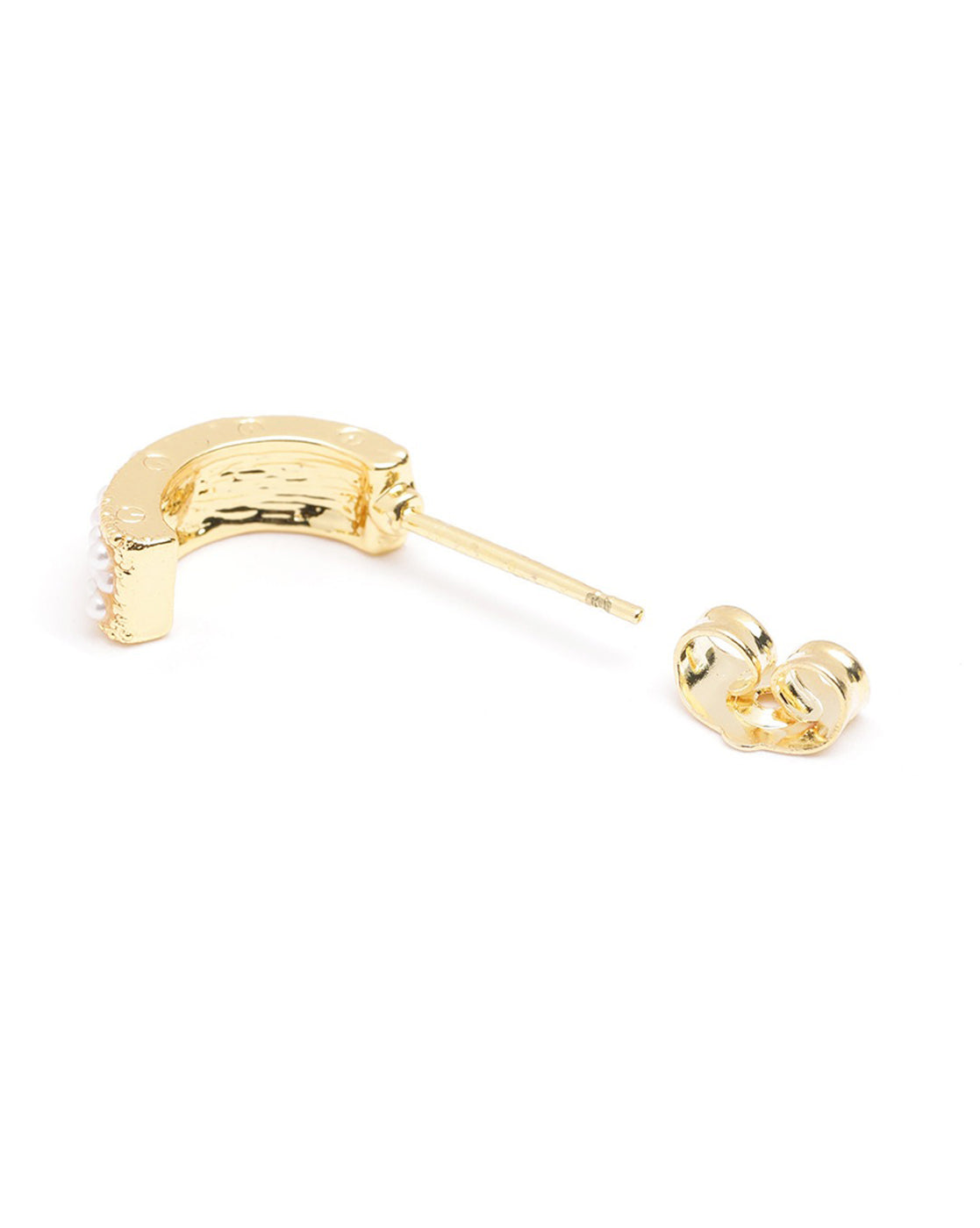 18kt Gold Plated Pearl Half Hoop Earring