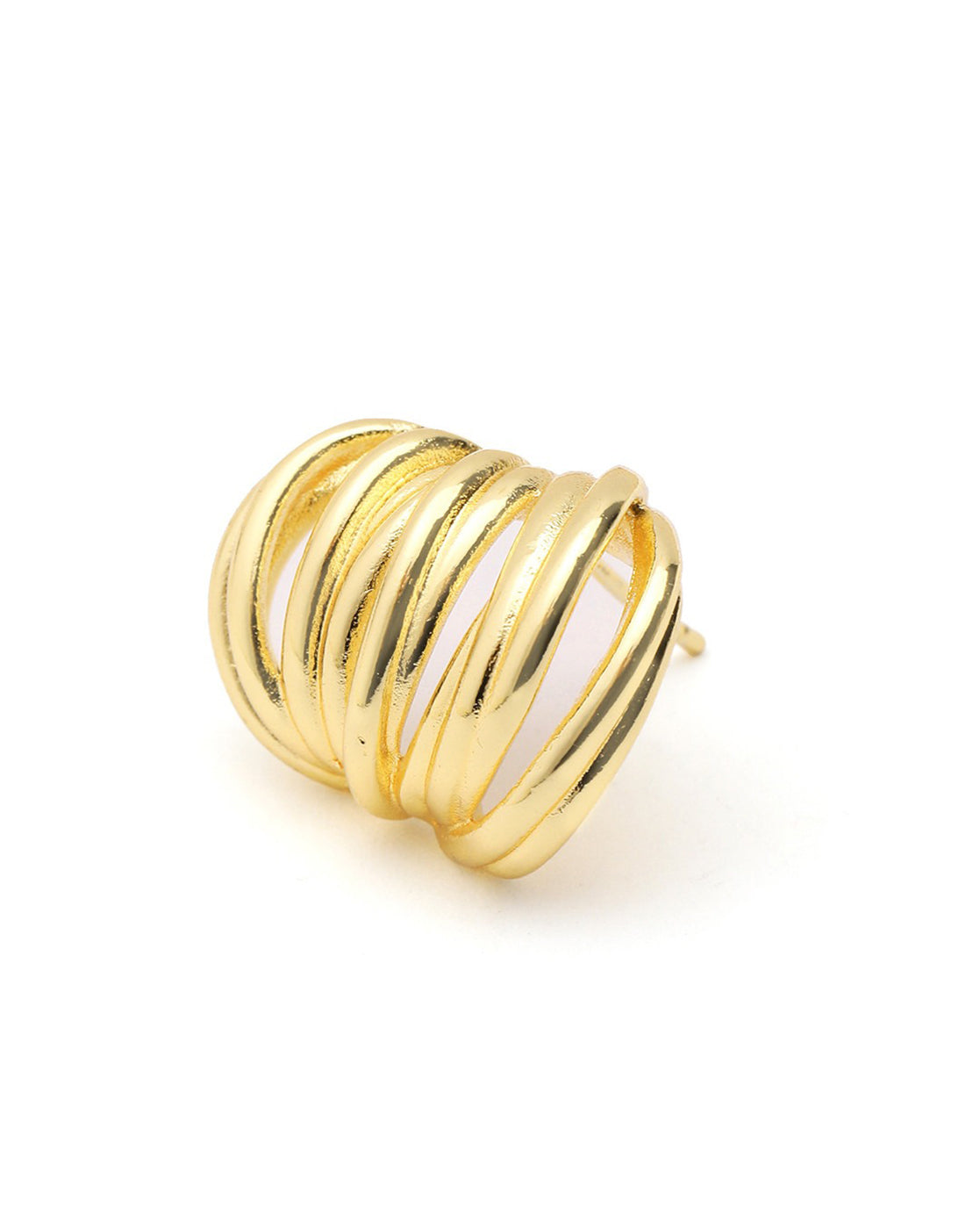 18kt Gold Plated Contemporary Spiral Half Hoop Earring
