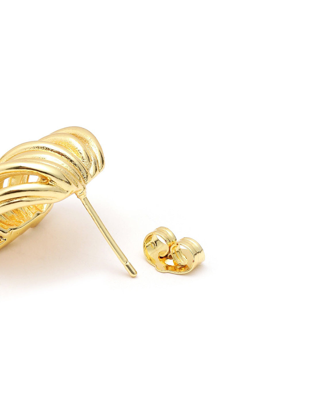 18kt Gold Plated Contemporary Spiral Half Hoop Earring