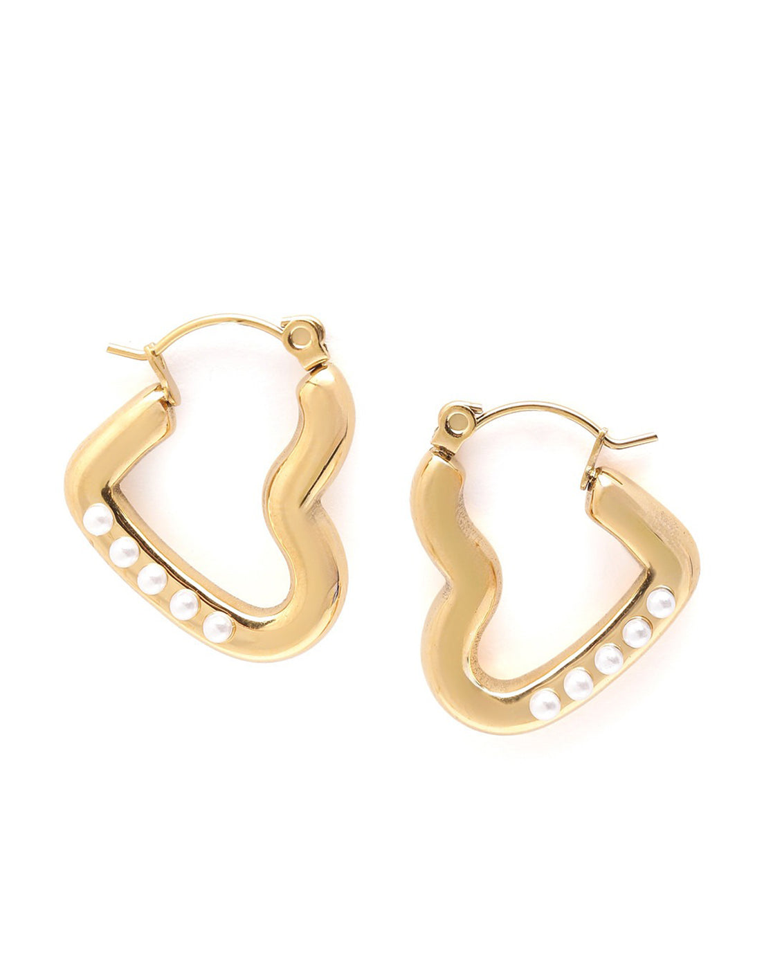 18kt Gold Plated Pearl and Heart Hoop Earring