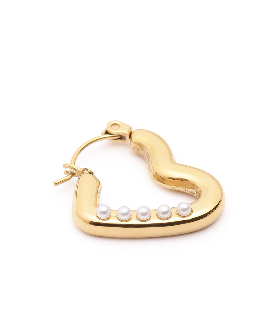 18kt Gold Plated Pearl and Heart Hoop Earring