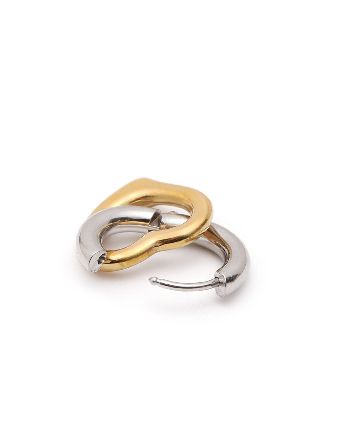 Gold and Silver Plated Dangling Heart Hoop Earring