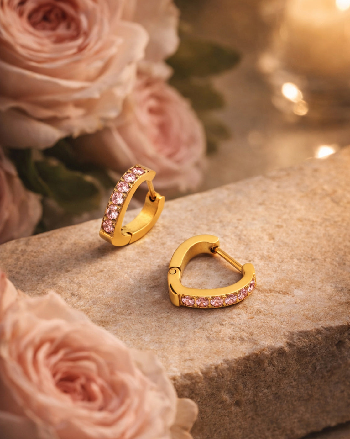 18kt Gold Plated CZ Mini Heart Hoop Earring