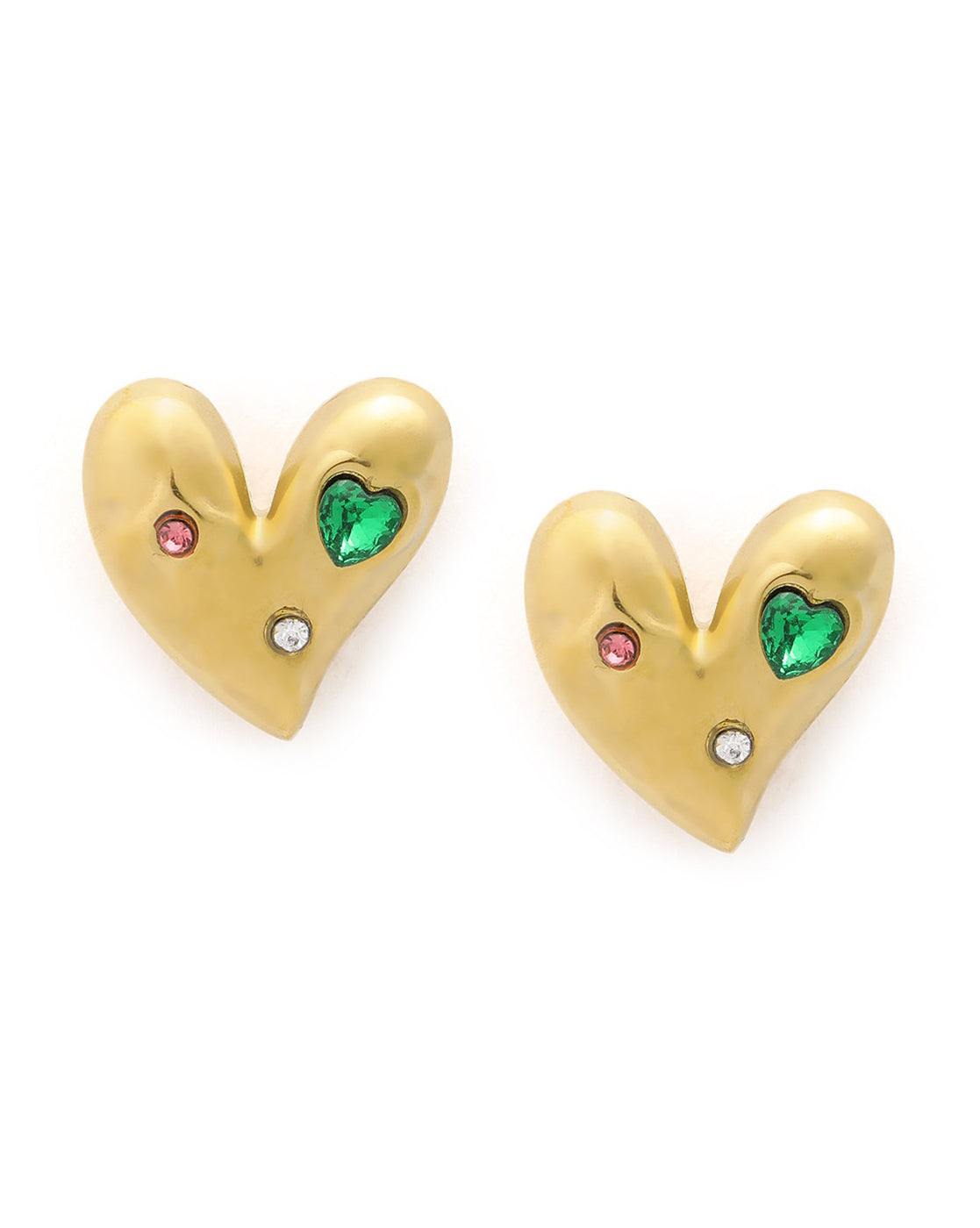 18kt Gold Plated Bejewelled Heart with Stone Stud Earring