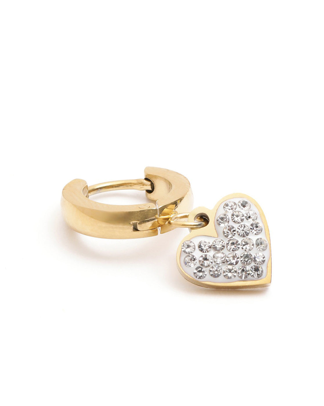 18kt Gold Plated CZ Dangling Heart Hoop Earring
