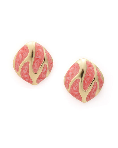 Gold Plated Enamel Bold  Stud Earring