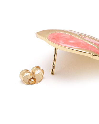 Gold Plated Enamel Bold  Stud Earring