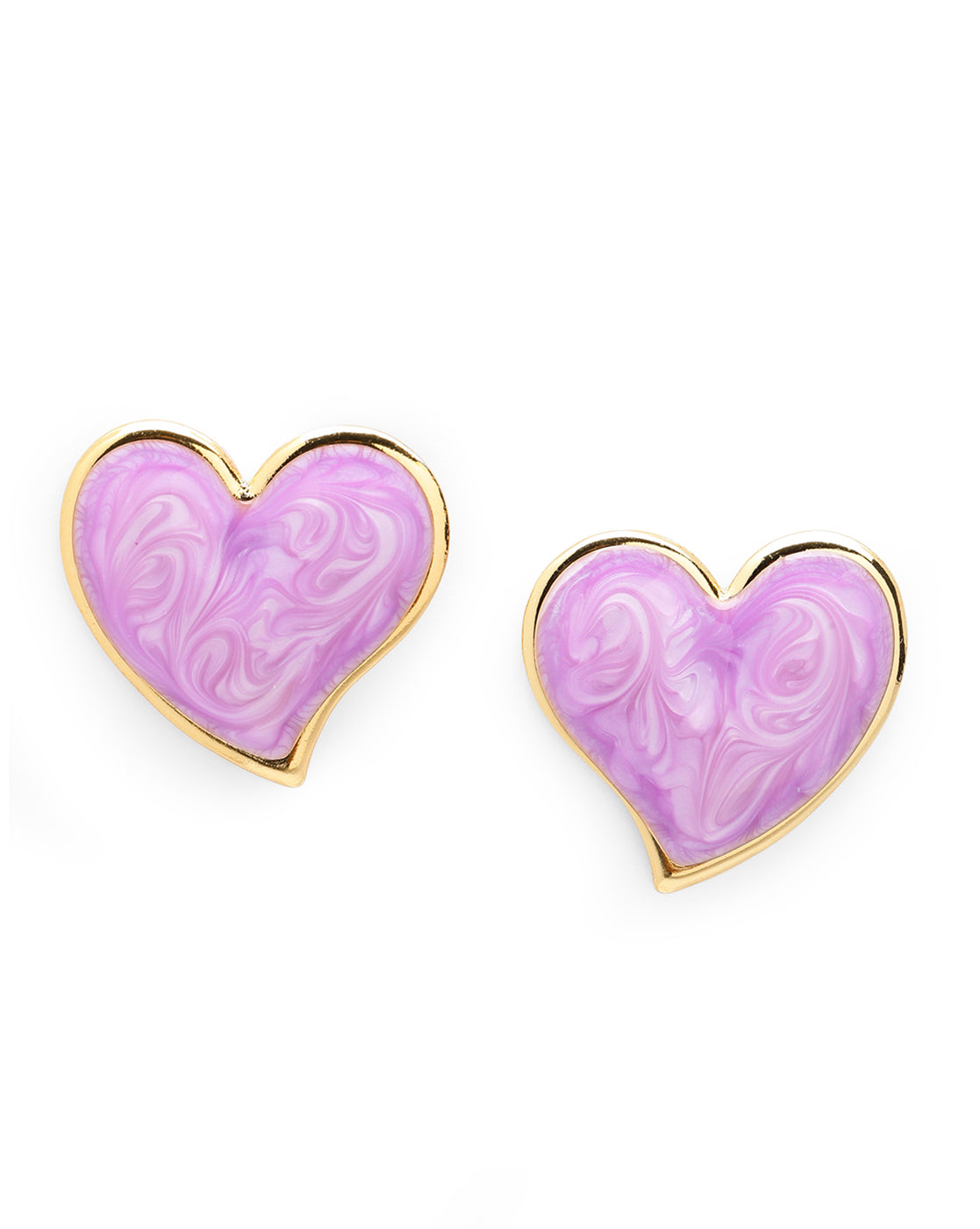 Gold Plated Enamel Heart Bold Stud Earring