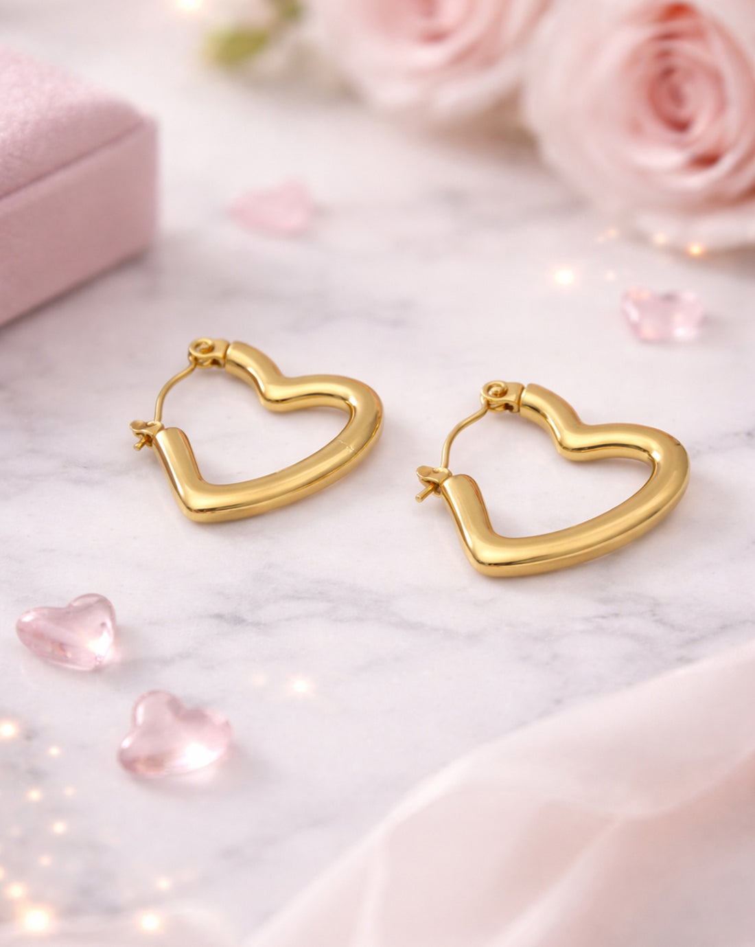 Gold Plated Heart Hoop Earring
