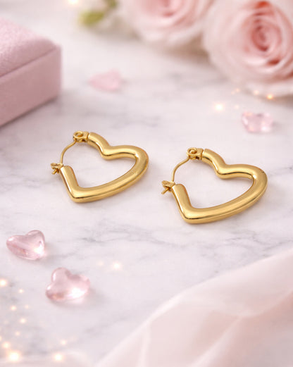Gold Plated Heart Hoop Earring