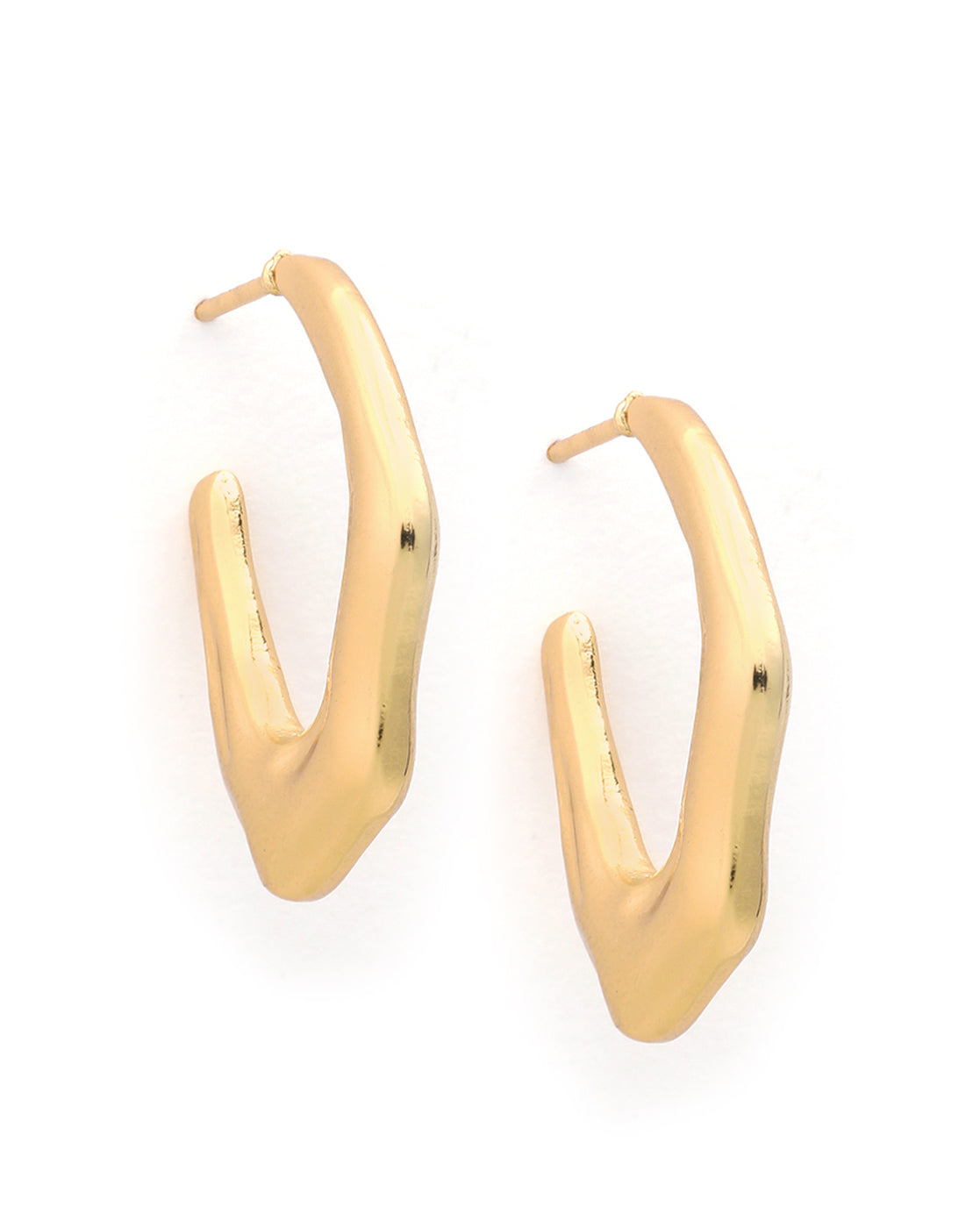 Gold Plated Sculpted Half Hoop Earrings