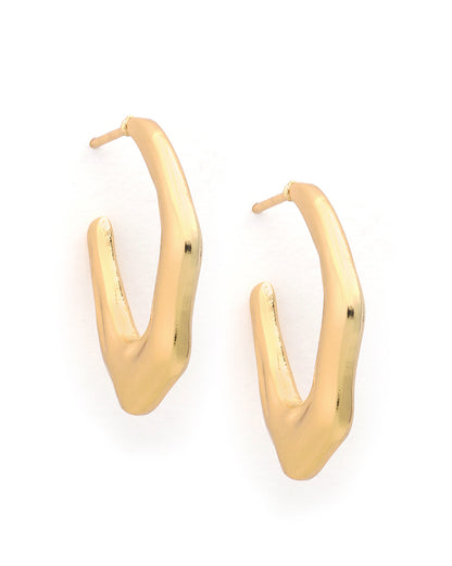 Gold Plated Sculpted Half Hoop Earrings