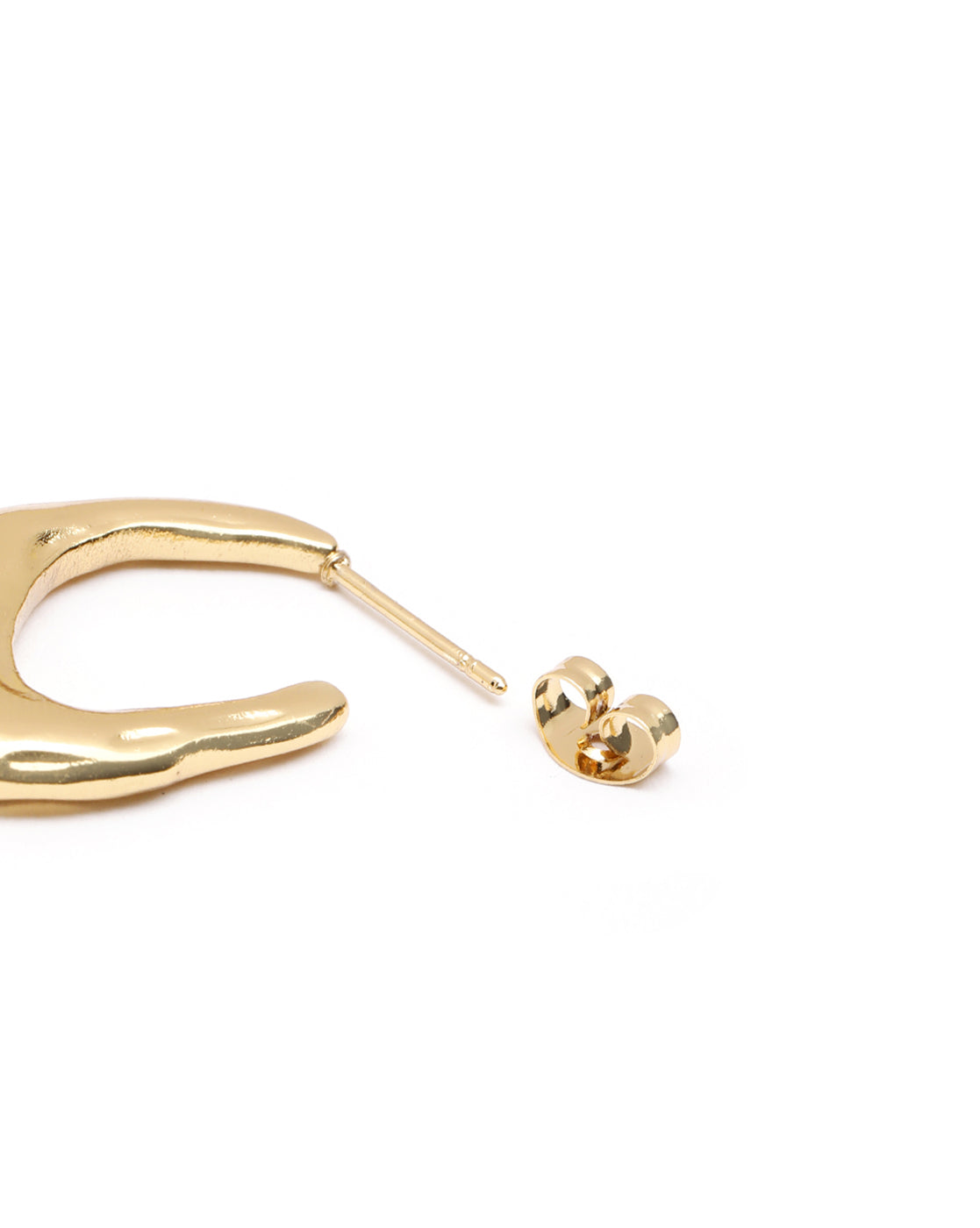 Gold Plated Sculpted Half Hoop Earrings