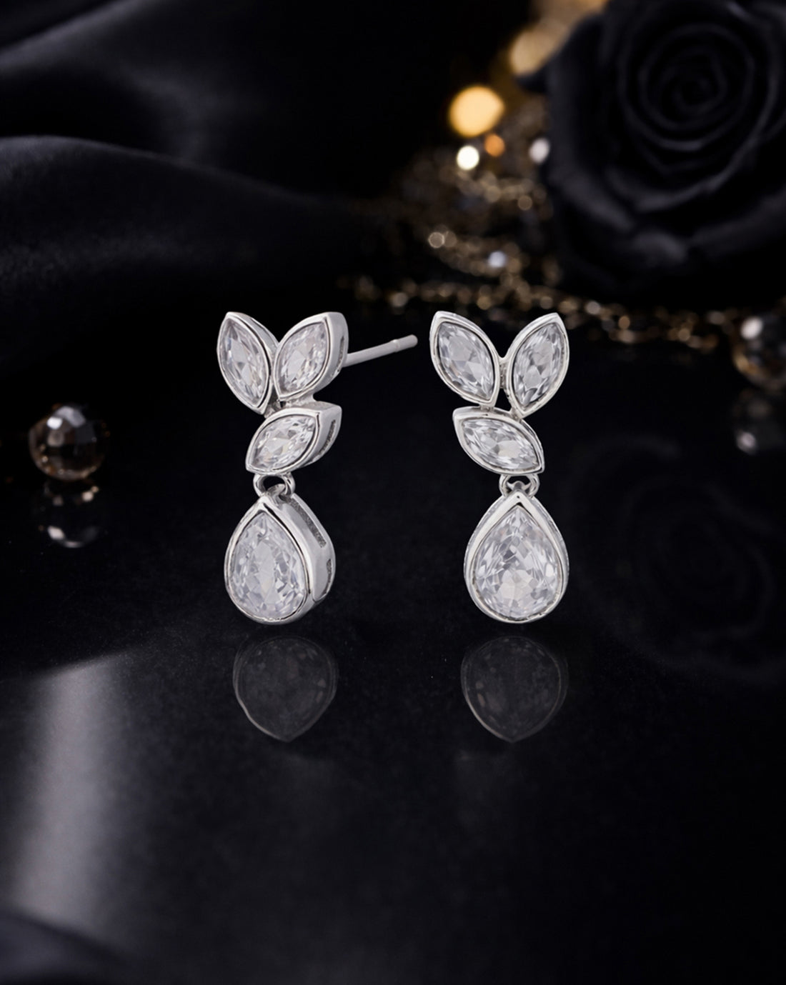 Silver Plated Dangling Solitaire Drop Earring