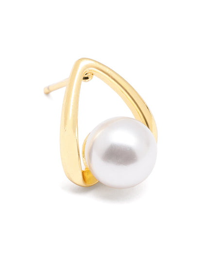 Gold Plated Floating Pearl Stud Earrings