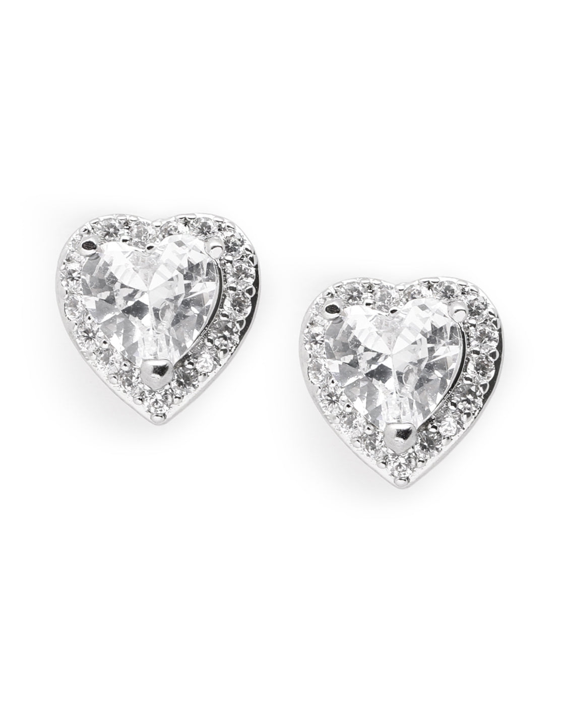 Silver Plated CZ Mini Heart Stud Earring