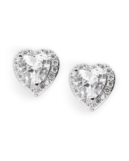 Silver Plated CZ Mini Heart Stud Earring