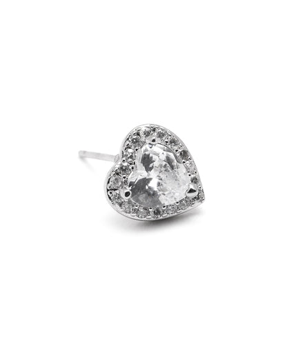 Silver Plated CZ Mini Heart Stud Earring