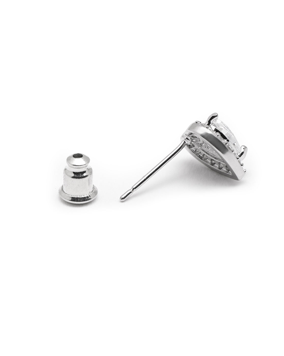 Silver Plated CZ Mini Heart Stud Earring