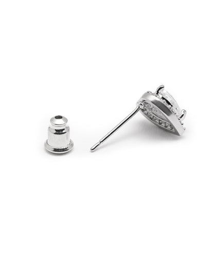 Silver Plated CZ Mini Heart Stud Earring
