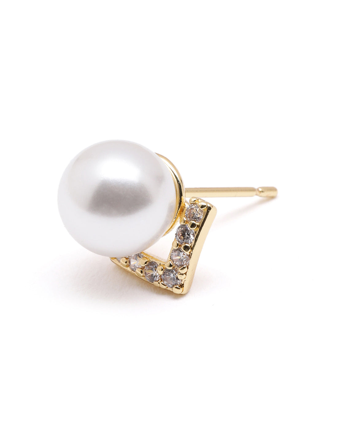 Gold Plated Pearl Chevron Stud Earrings