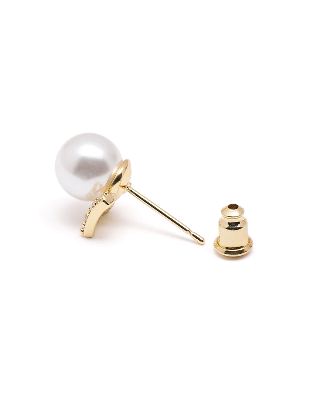 Gold Plated Pearl Chevron Stud Earrings