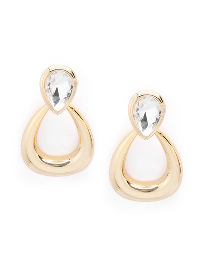 Gold Plated Tear Drop CZ Drop Earring