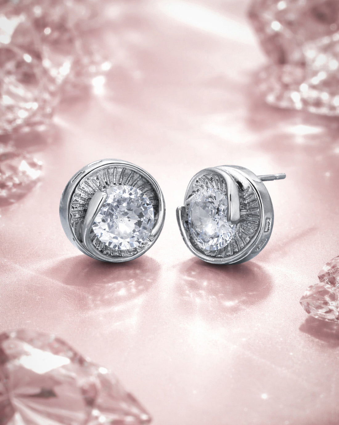 Silver Plated Solitaire Circular Mini Stud Earring
