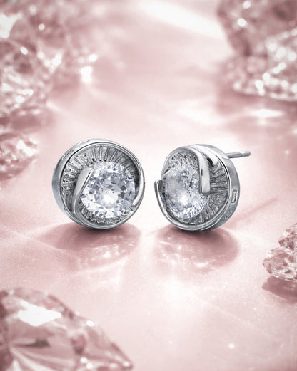 Silver Plated Solitaire Circular Mini Stud Earring
