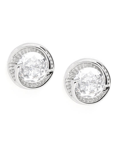 Silver Plated Solitaire Circular Mini Stud Earring