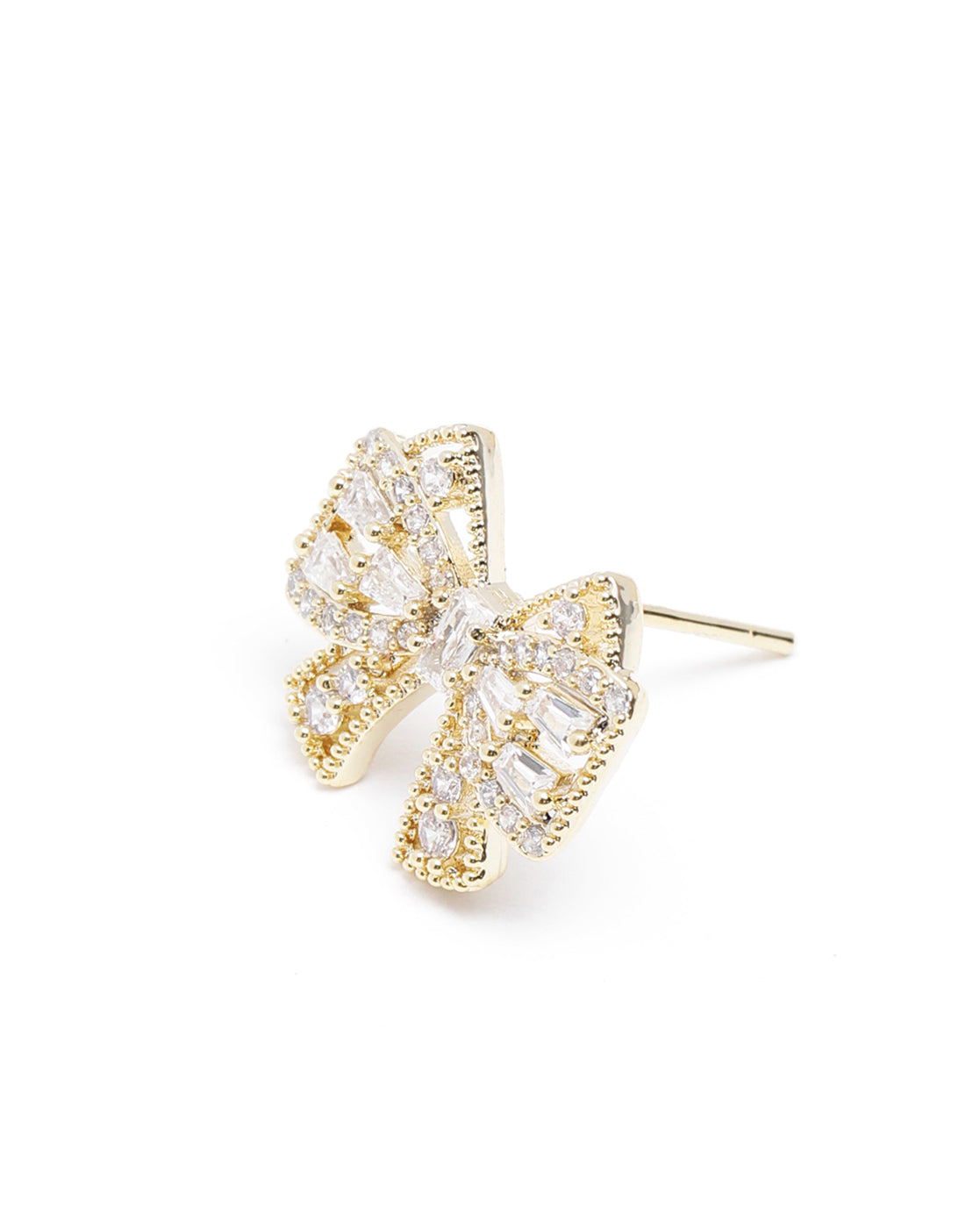 Premium Gold Plated CZ Bow Mini Stud Earring