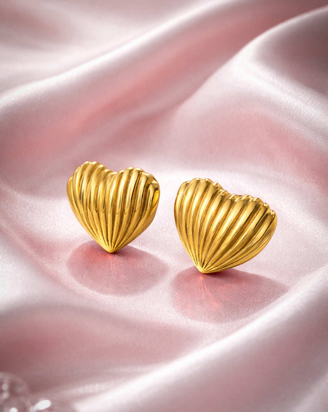 Gold Plated Bold Heart Stud Earring