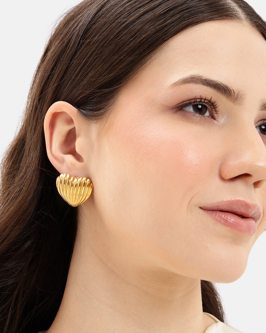 Gold Plated Bold Heart Stud Earring