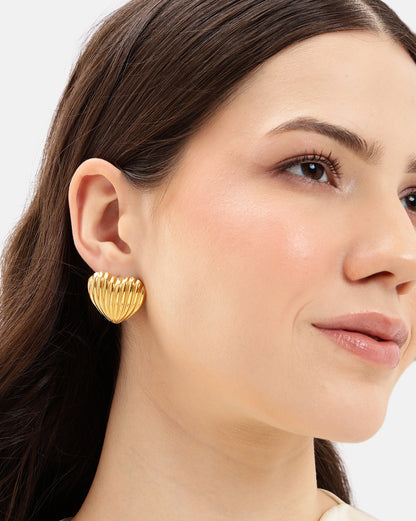 Gold Plated Bold Heart Stud Earring