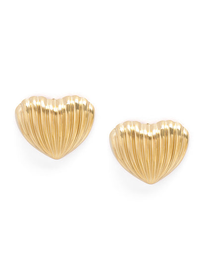 Gold Plated Bold Heart Stud Earring