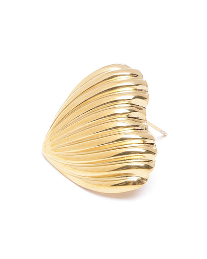 Gold Plated Bold Heart Stud Earring