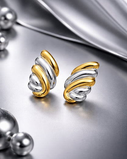 Premium Double Toned Plated Contemporary Bold Stud Earring