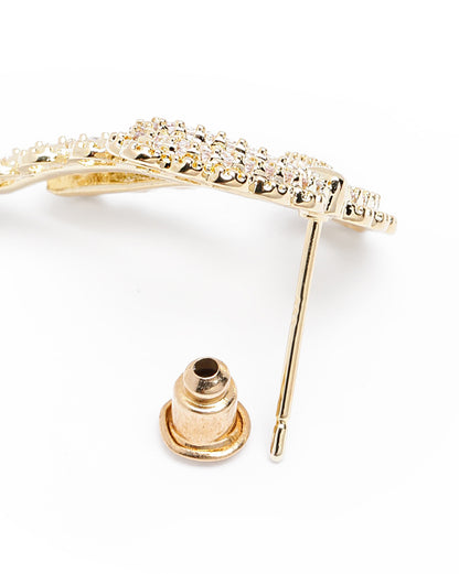 Gold-Plated Sparkling Bow Bold Drop Earrings