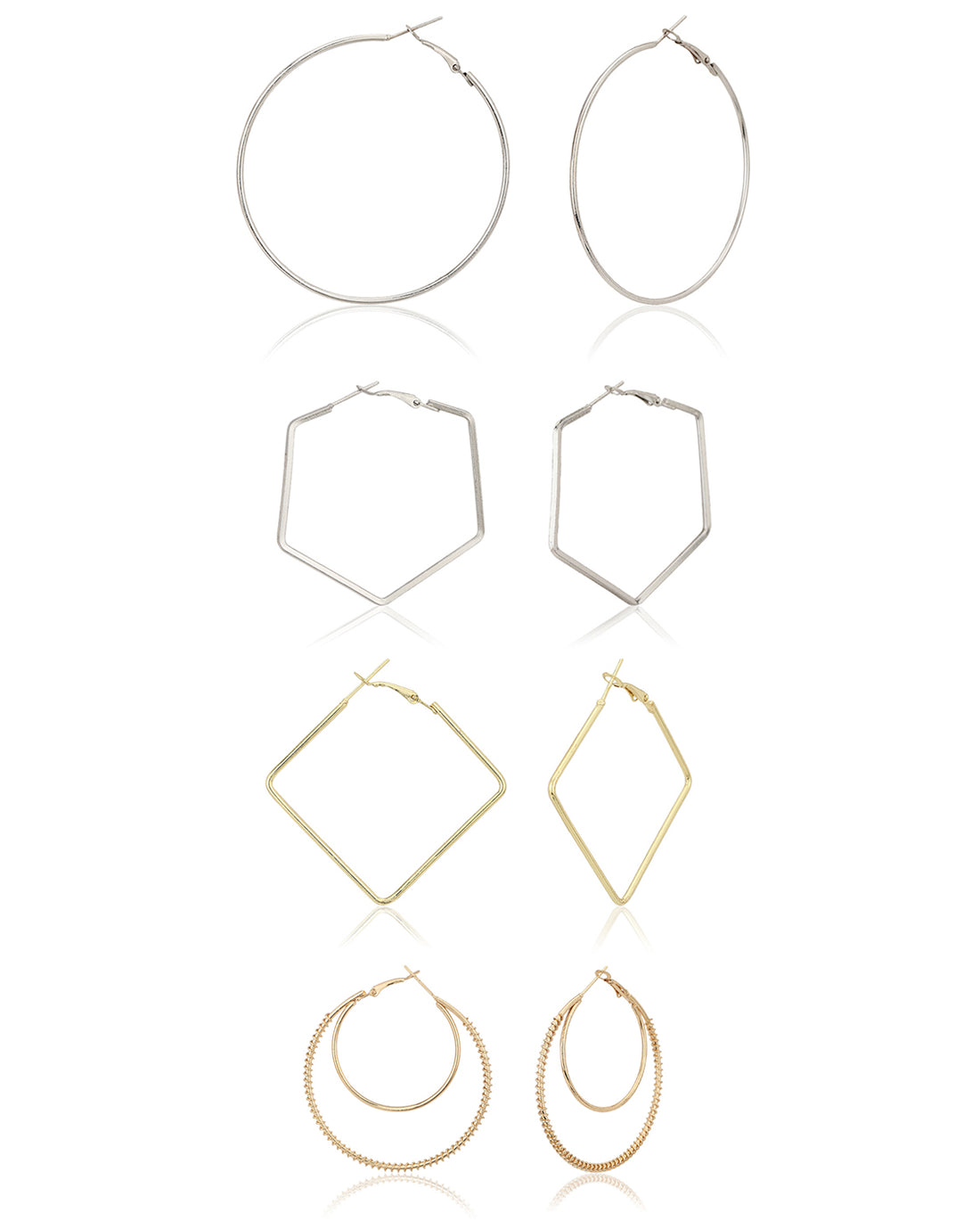 Carlton London Set Of 4 Contemporary Hoop Earring For Women