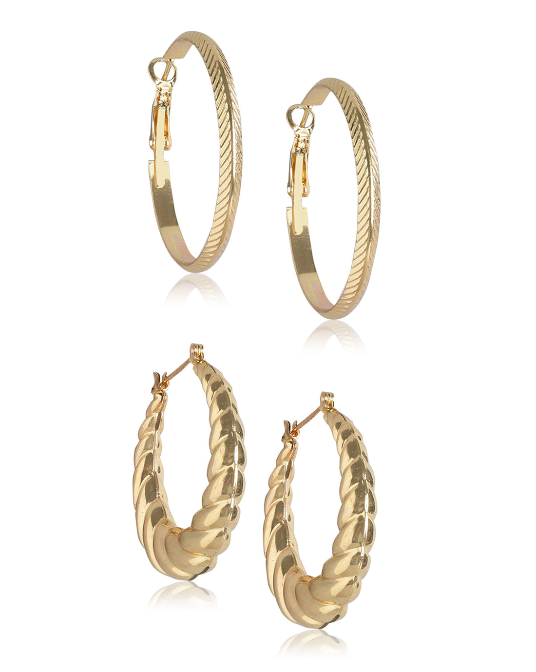 Carlton London Set Of 2 Gold Plated Trending Hoop Earring