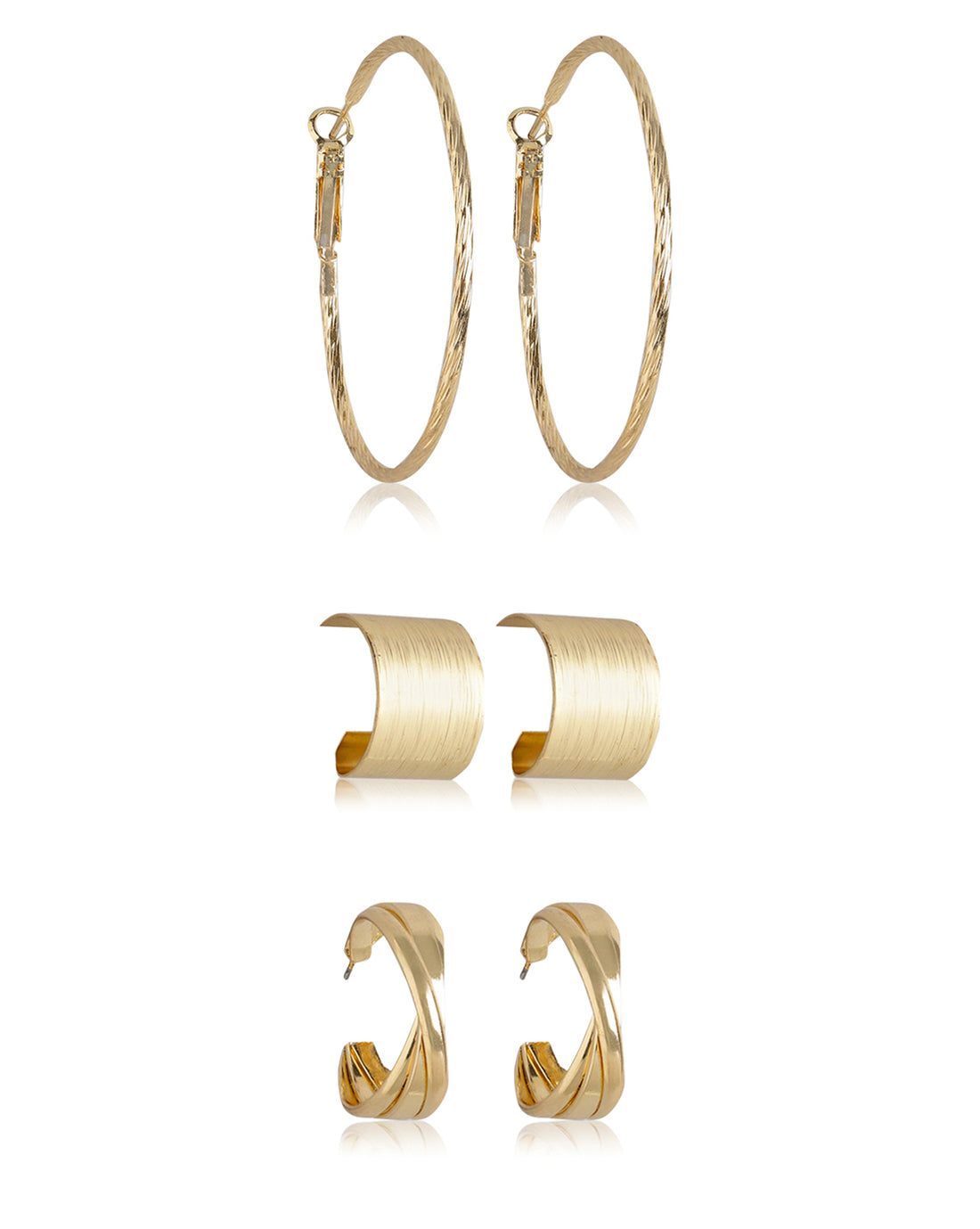Carlton London Set Of 3 Gold Plated Fashionate Hoop Earring