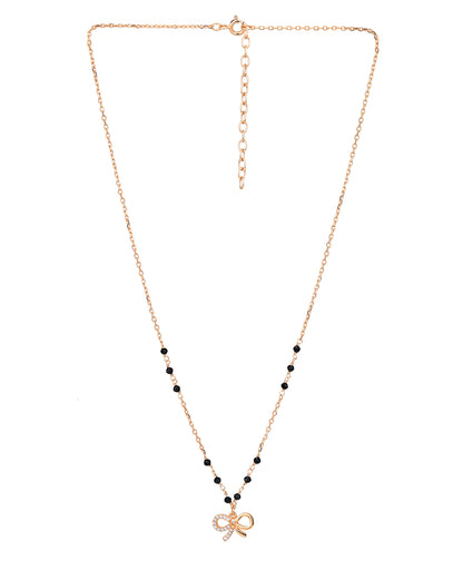 18kt Rose Gold Plated CZ BOW Pendant Mangalsutra