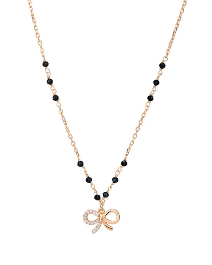 18kt Rose Gold Plated CZ BOW Pendant Mangalsutra