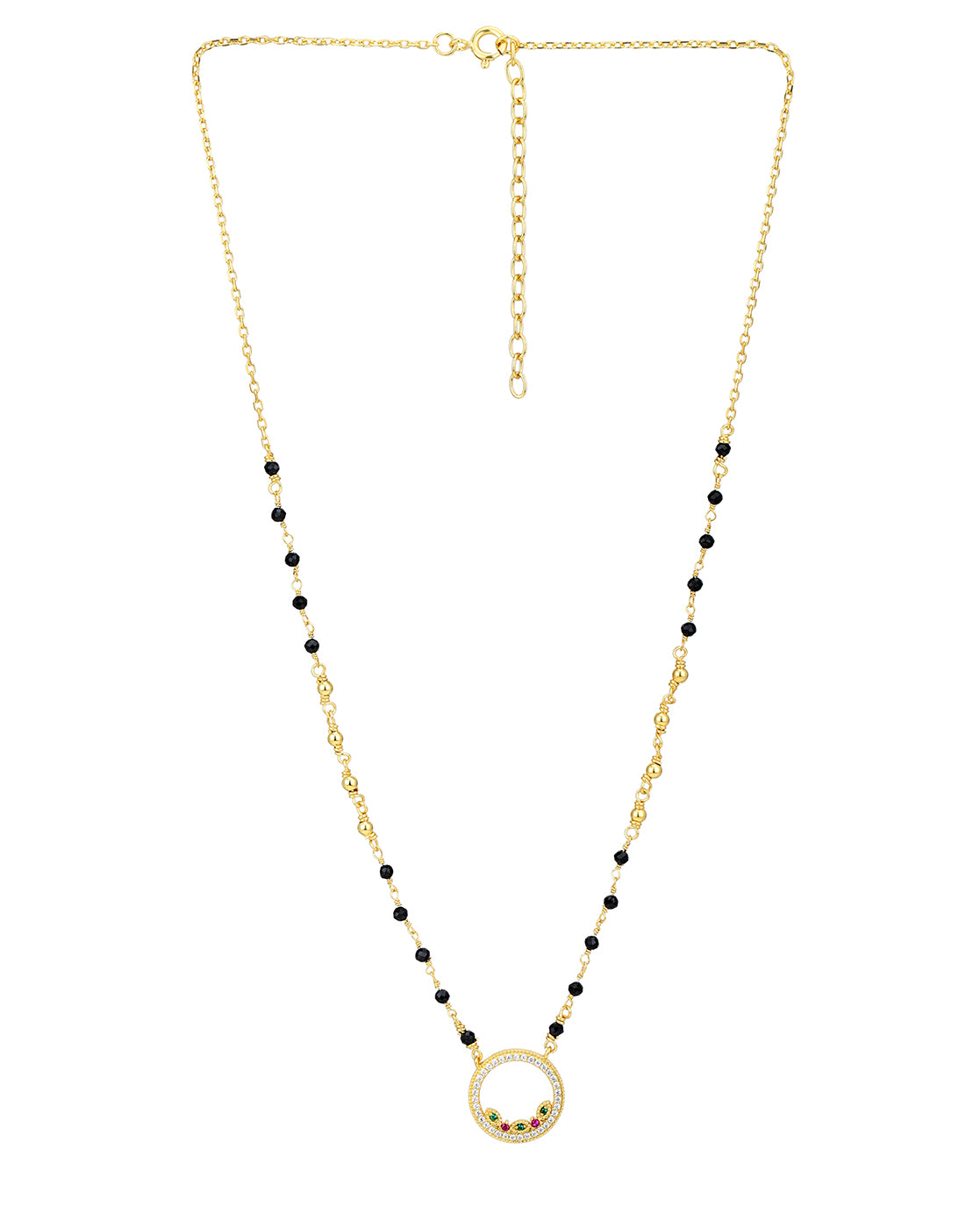 18kt Gold Plated Multi Colour CZ Circular Pendant Mangalsutra