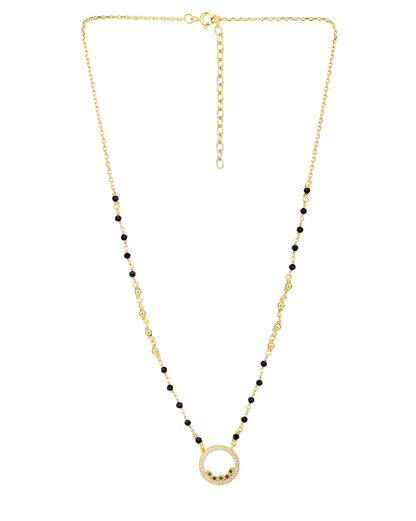 18kt Gold Plated Multi Colour CZ Circular Pendant Mangalsutra
