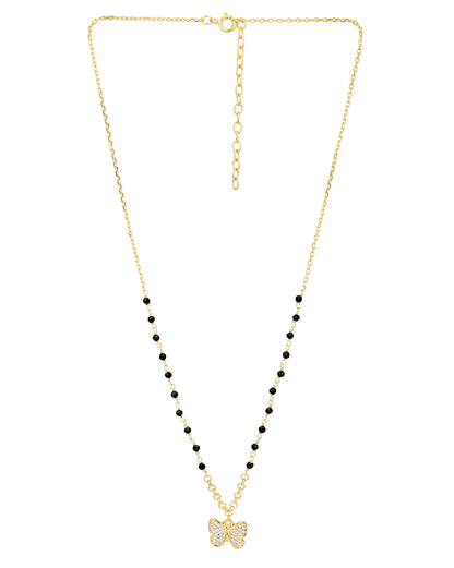 18kt Gold Plated CZ Butterfly Pendant Mangalsutra